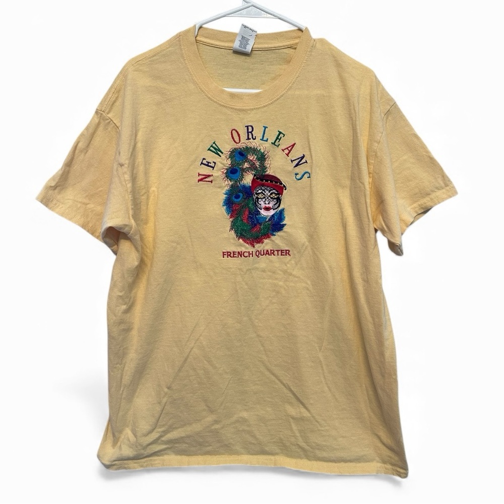 Y2K Era New Orleans French Quarter Souvenir Yellow T-Shirt Size Large